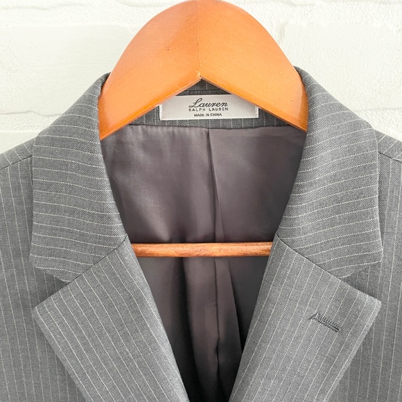 Lauren Ralph Lauren Men’s Blazer Formal Gray Pinstripe Single breast Sz 46R - Picture 9 of 14